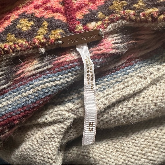 Free People Cardigan Sweater Fairy Grunge Knit Wool Boho Nordic Size Medium - Picture 4 of 6